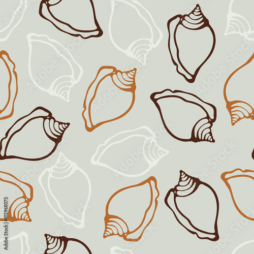 Seamless pattern with shells. Ocean. Sea.