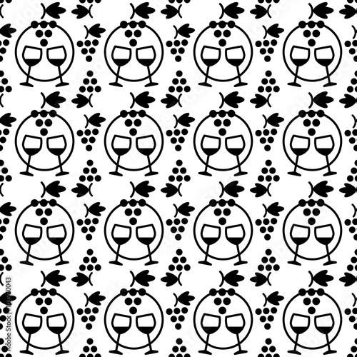 Wine glasses and grape seamless pattern