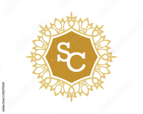 SC initial royal letter logo