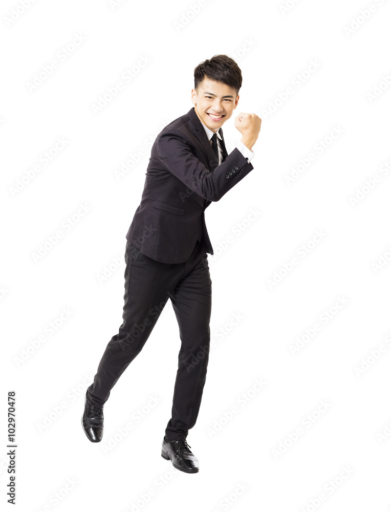 young business man running and isolated on white young business man running and isolated on white