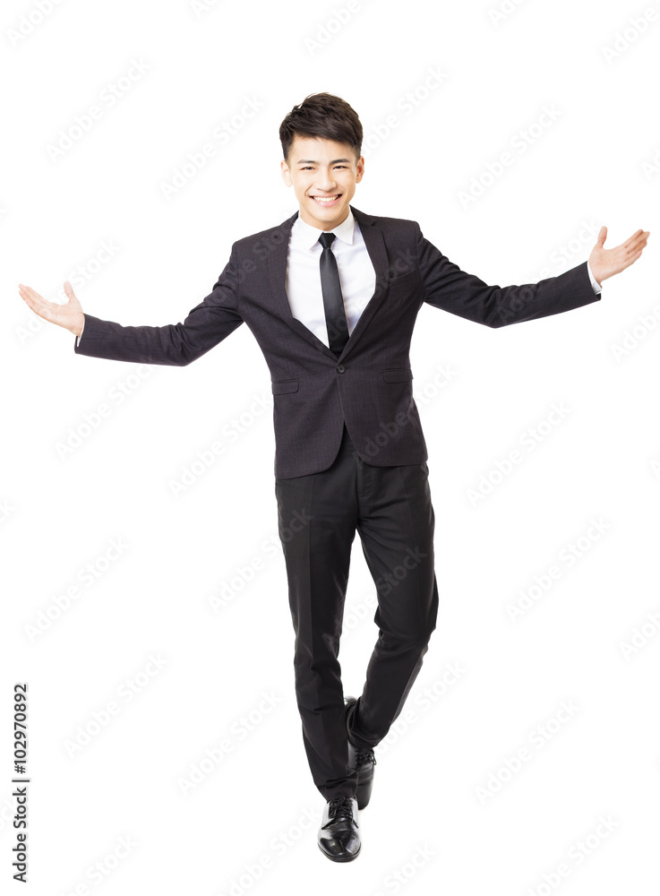 happy  young business man with successful gesture