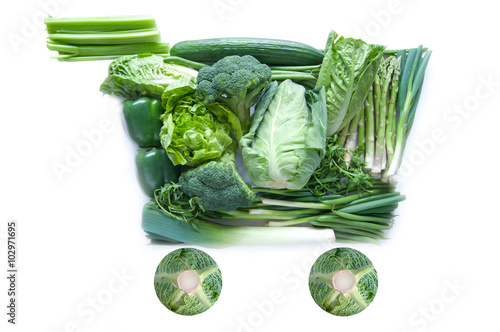 Fresh green grocery cart