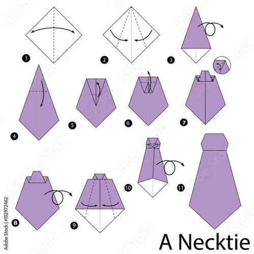 step by step instructions how to make origami A Necktie.
