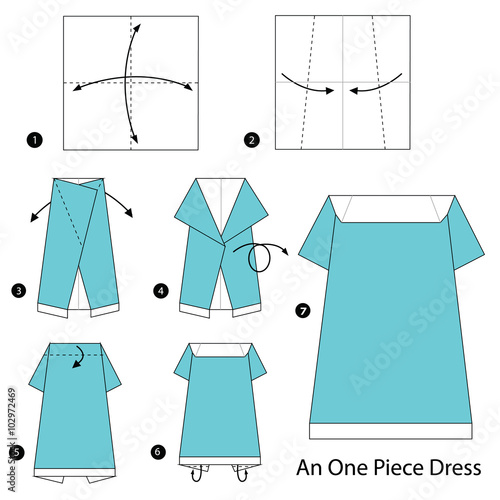 step by step instructions how to make origami An one piece dress.