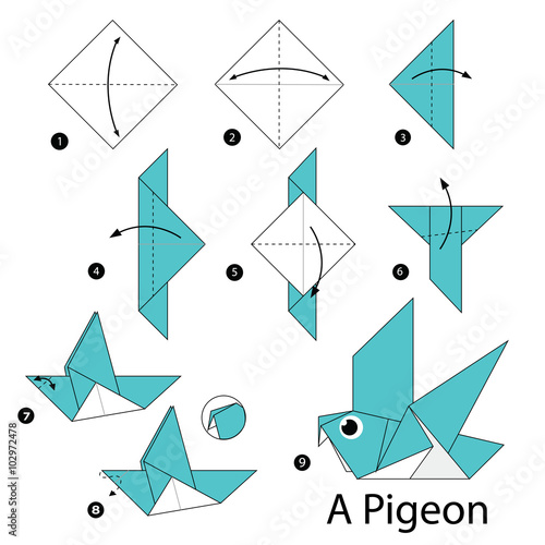 step by step instructions how to make origami A Bird.