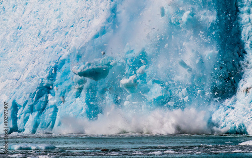 Fotografiet Northwestern Glacier calving into the sea
