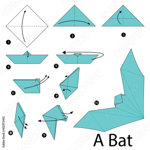 step by step instructions how to make origami A Bat.