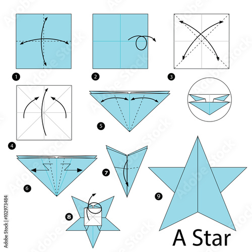 step by step instructions how to make origami A Star.