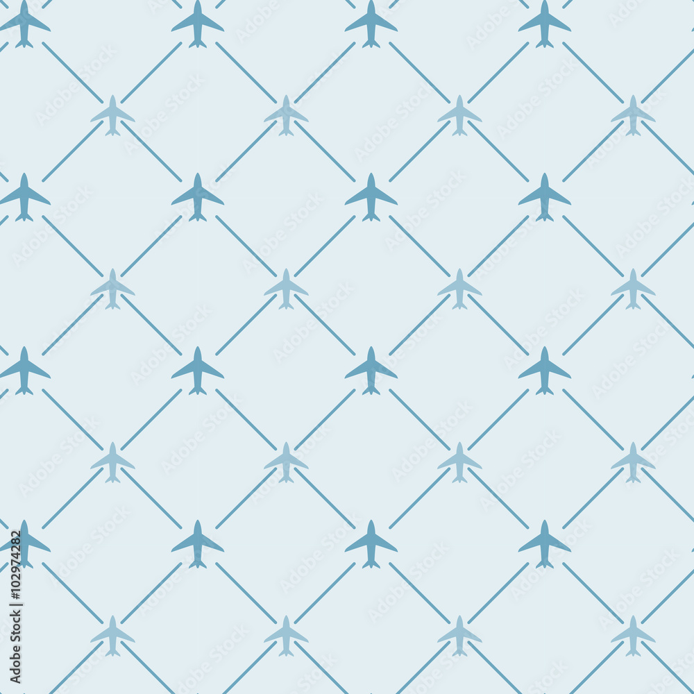 Fototapeta premium travel air plane seamless pattern, vector