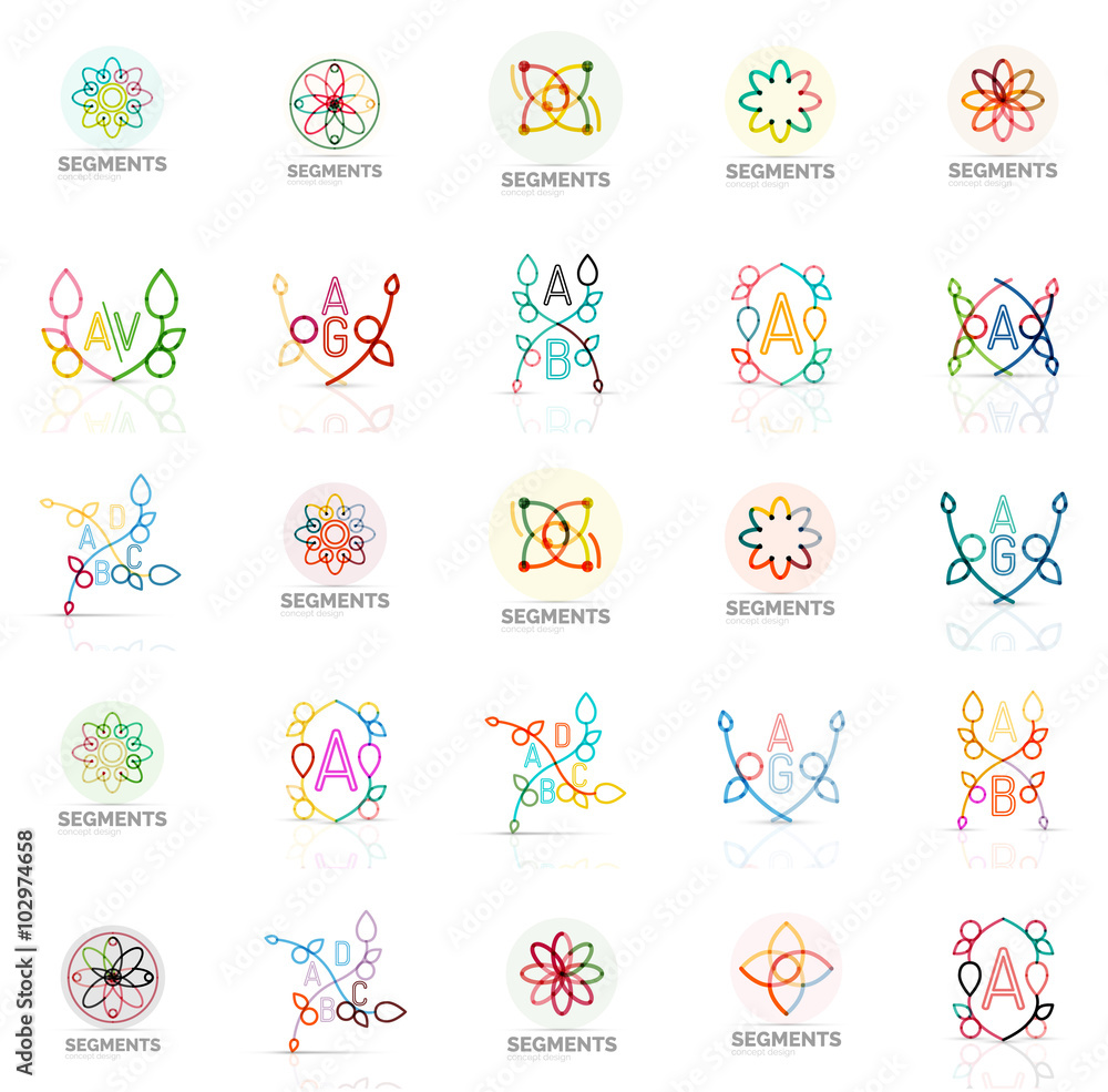 Linear abstract logos, letters, swirls Linear abstract logos, letters, swirls