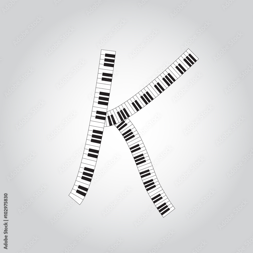 Abstract vector alphabet -  K  made from  piano - alphabet set