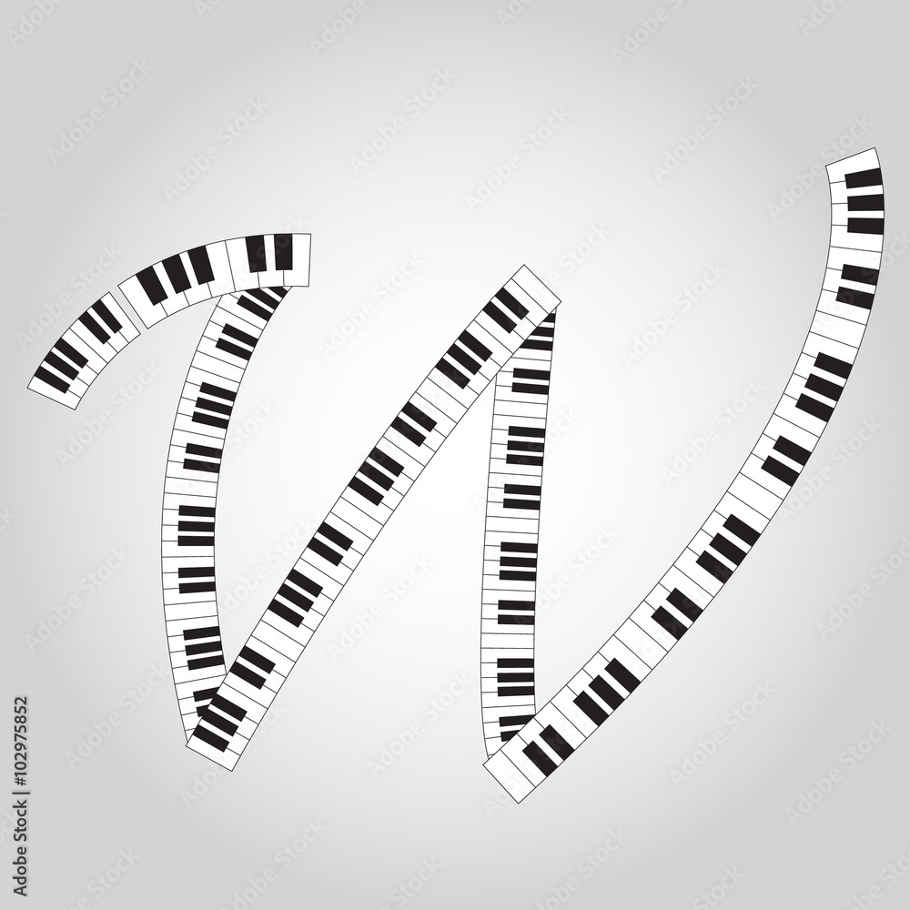 Abstract vector alphabet - W made from piano - alphabet set Abstract vector alphabet - W made from piano - alphabet set