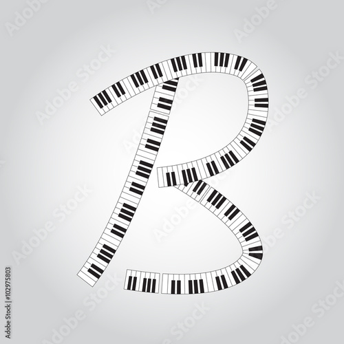 Abstract vector alphabet -  B  made from  piano - alphabet set