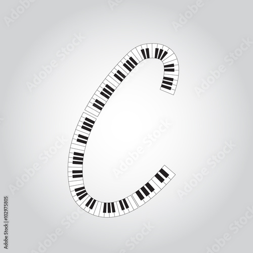 Abstract vector alphabet -  C  made from  piano - alphabet set