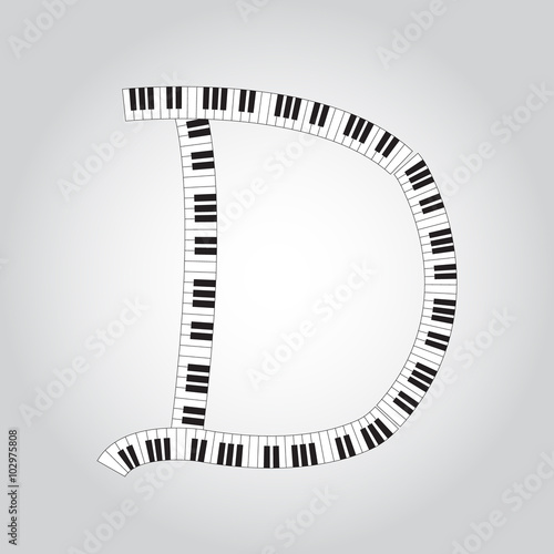 Abstract vector alphabet -  D made from  piano - alphabet set