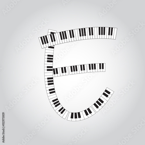 Abstract vector alphabet -  E  made from  piano - alphabet set