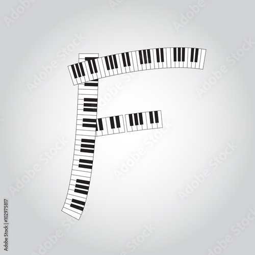 Abstract vector alphabet -  F  made from  piano - alphabet set
