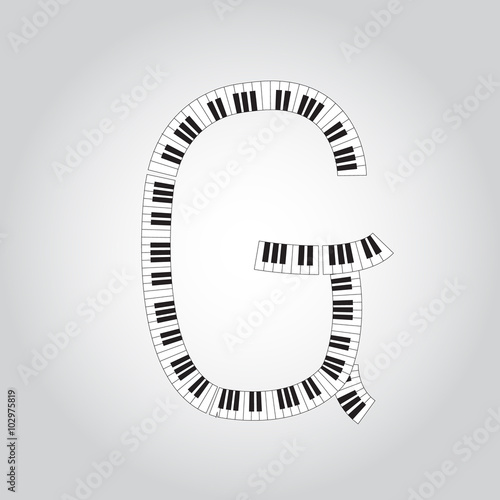 Abstract vector alphabet -  G  made from  piano - alphabet set