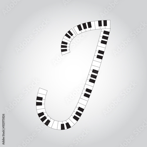 Abstract vector alphabet -  J  made from  piano - alphabet set