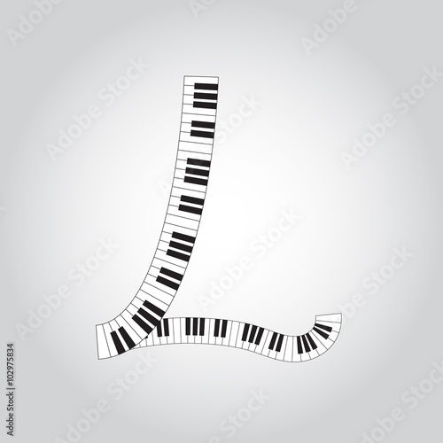 Abstract vector alphabet -  L  made from  piano - alphabet set