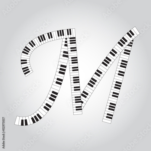 Abstract vector alphabet -  M  made from  piano - alphabet set