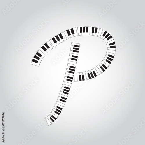 Abstract vector alphabet -  P made from  piano - alphabet set