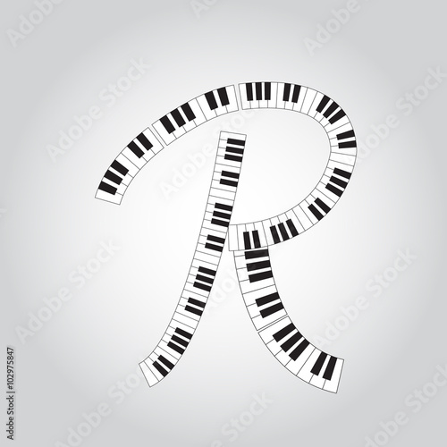 Abstract vector alphabet -  R  made from  piano - alphabet set