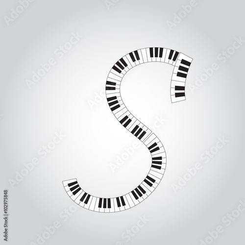 Abstract vector alphabet -  S made from  piano - alphabet set