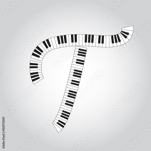 Abstract vector alphabet -  T  made from  piano - alphabet set