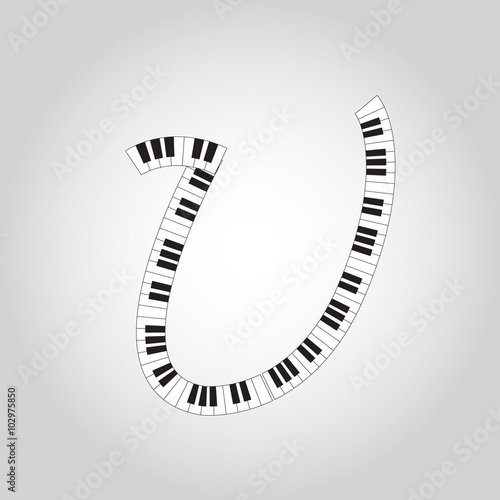 Abstract vector alphabet -  U made from  piano - alphabet set