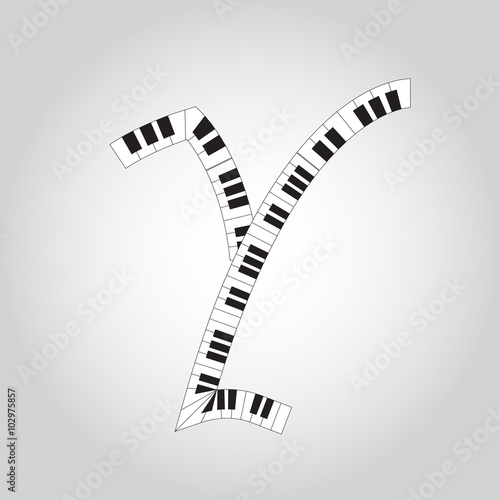 Abstract vector alphabet -  Y  made from  piano - alphabet set