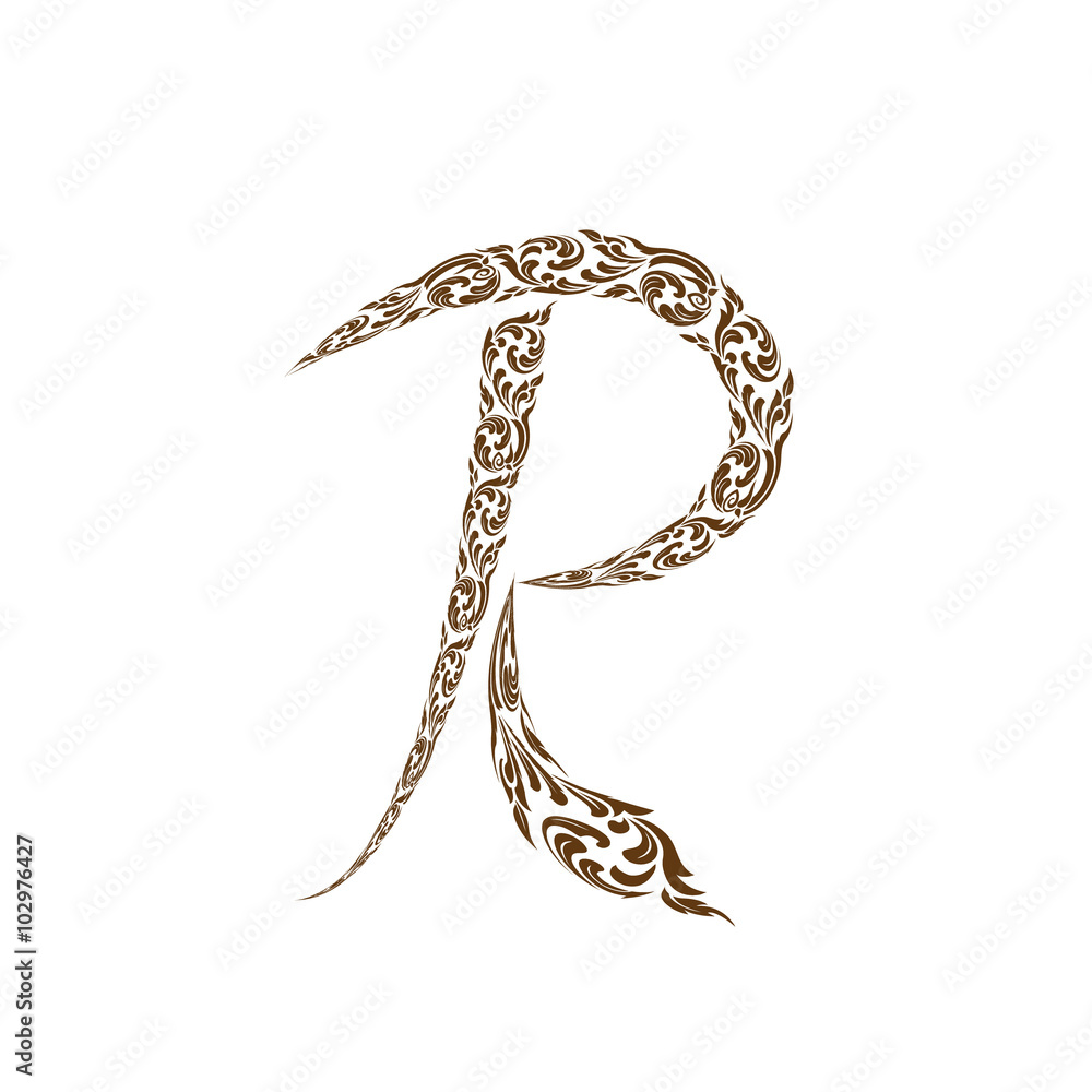 Abstract vector alphabet - R made from line thai art pattern - Abstract vector alphabet - R made from line thai art pattern -