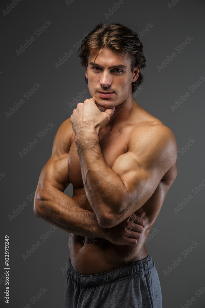 Fototapeta premium Shirtless toughtful man.