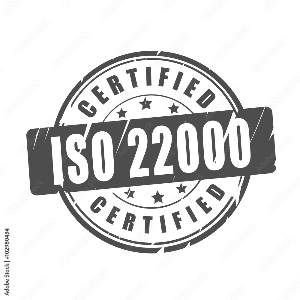 ISO 22000 certified vector stamp