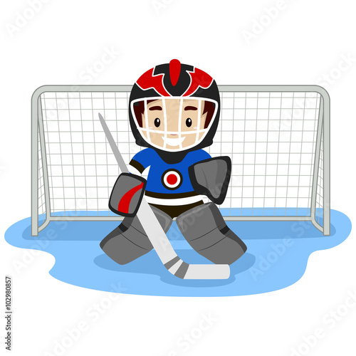 Illustration of Playing Ice Hockey Player