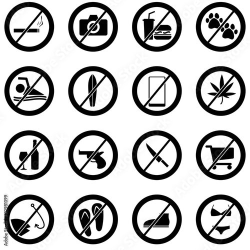 Warning caution forbidden sign for various purpose icon symbol vector pictogram