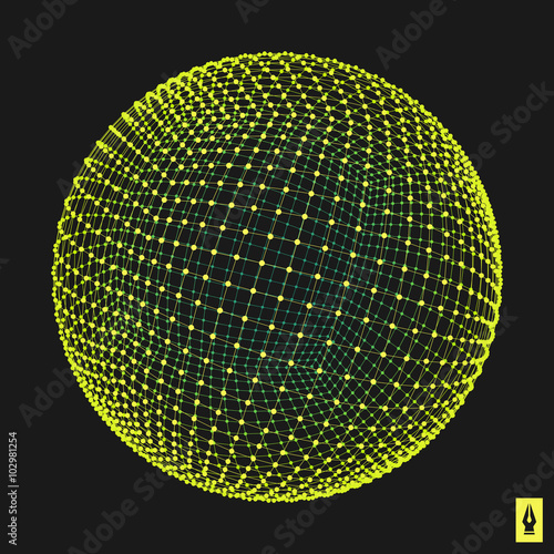 3d Sphere. Global Digital Connections. Technology Concept. Vector Illustration.   © Login