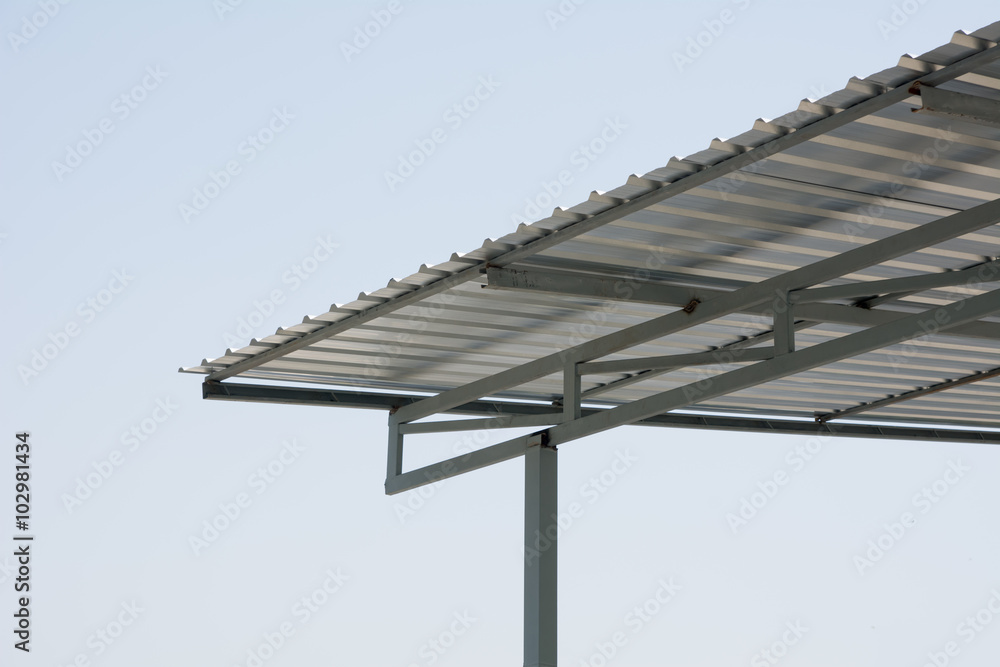 Steel structure with blue sky background