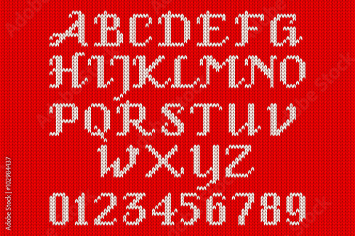 White knitted alphabet and figures