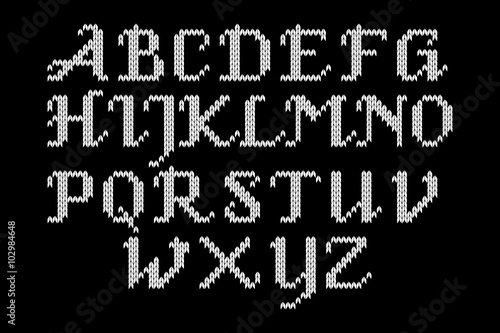 Black and white knitted alphabet