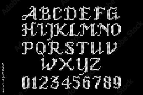Black and white knitted alphabet