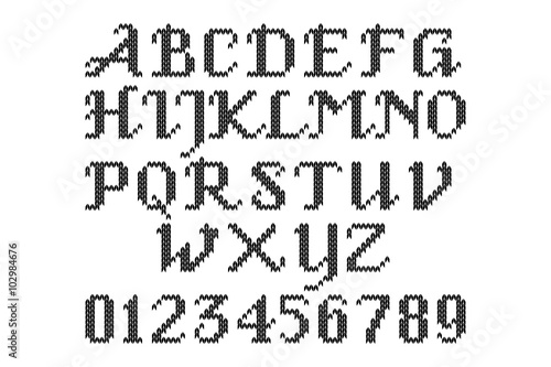 Black and white knitted alphabet