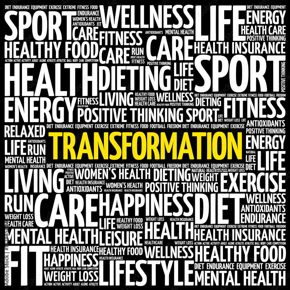 Obraz premium TRANSFORMATION word cloud background, health concept