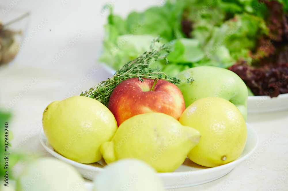 fruits on a plate outdoor
