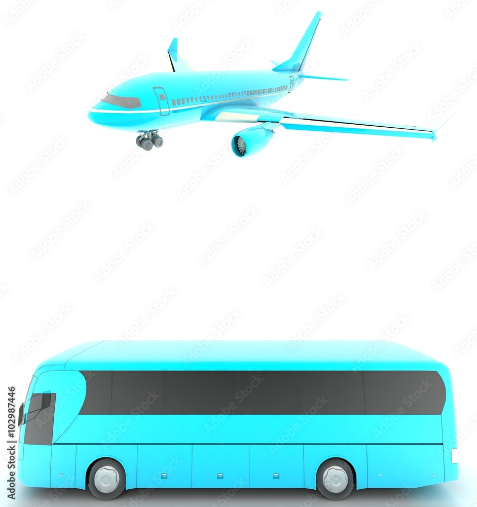 Airplane and bus