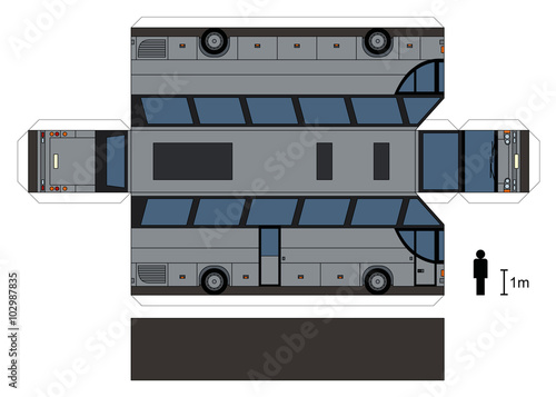Paper model of a touristic bus / Vector illustration