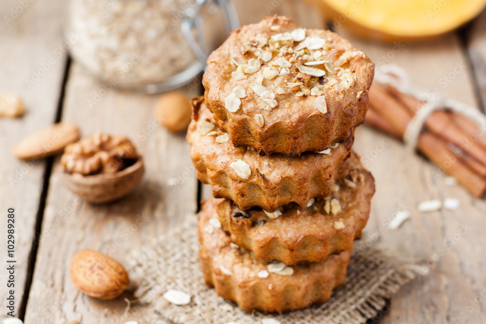 homemade healthy cakes with oatmeal and nuts homemade healthy cakes with oatmeal and nuts