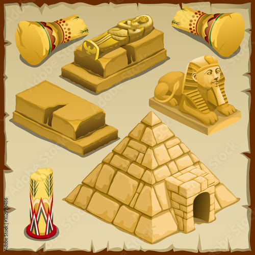 Sarcophagus and the pyramid, symbols of ancient 
