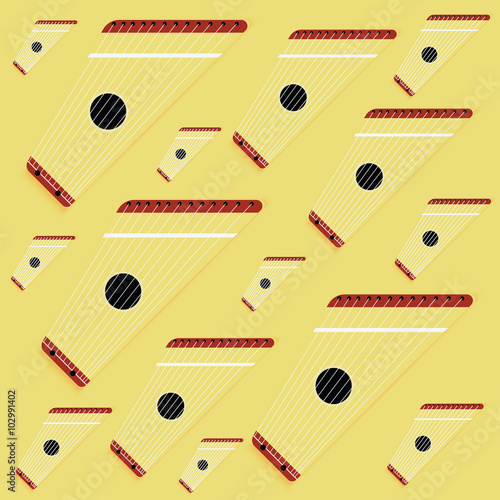 folk string instrument gusli on a colored background