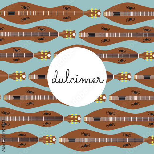 folk string instrument dulcimer on a colored background photo